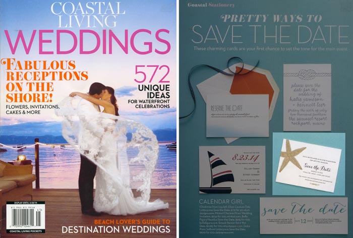 Bella Figura's Nautilus save the date was featured in Coastal Living Weddings special issue