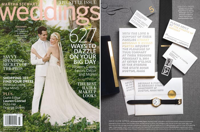 Bella Figura's Bennett Simple invitation was featured in Martha Stewart Weddings Fall 2013 Issue
