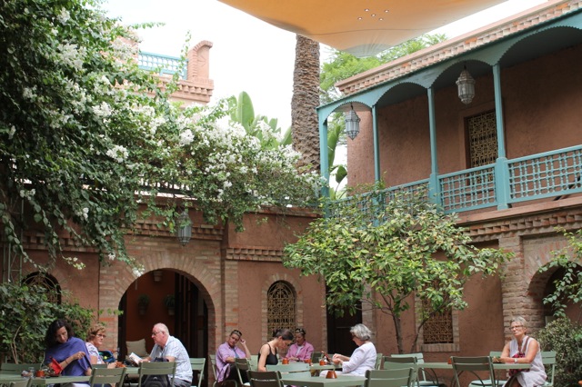 Cafe inside the gardens of Yves Saint Laurent