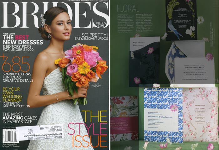 Brides magazine featured Bella Figura's Willow and Mae invitations in their Sept. 2013 issue