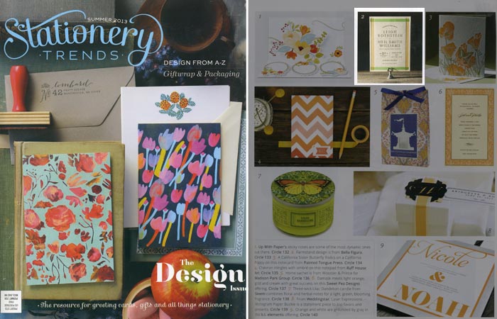 Bella Figura's Farmstand invitation was featured in Stationery Trends Summer 2013 issue