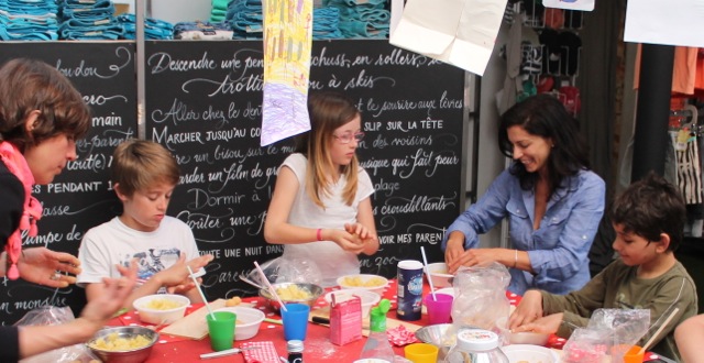 Sarah Hanna at the children's cooking school in 'La tête à toto' boutique in Cassis, France 